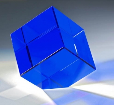 Kristallglaswürfel blau 6x6cm