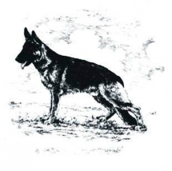 Wappen Schäferhund stehend, sw